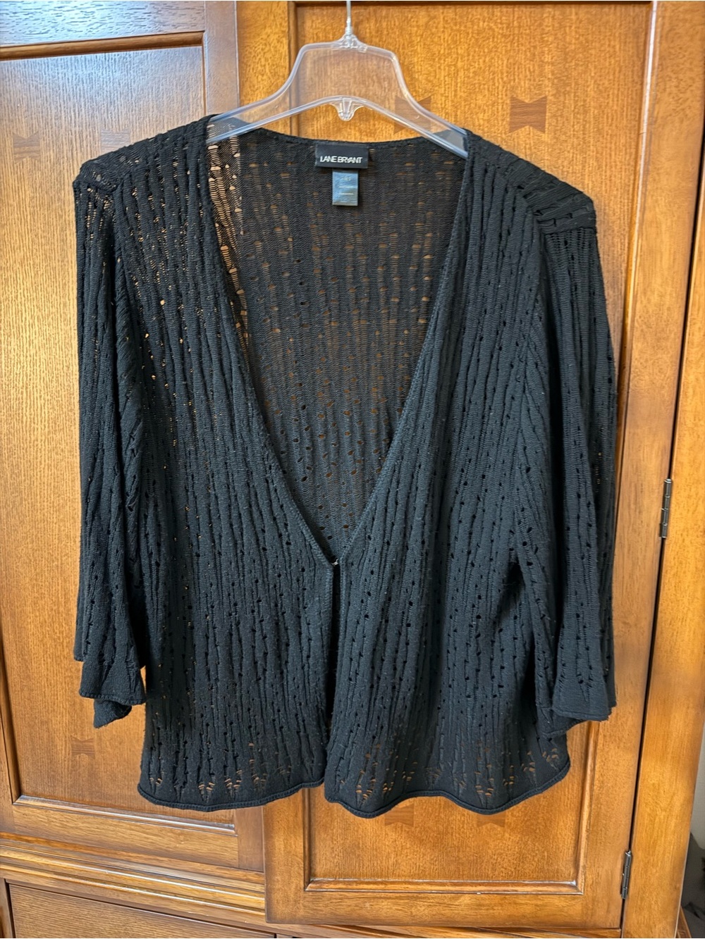 Lane Bryant Black Open-Weave Cardigan